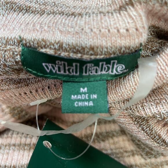 Wild Fable M Pink & Brown Striped Cut Out Long Sleeve Turtleneck Sweater - Picture 4 of 5